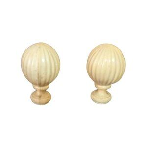 Vintage‎ 1950s Ribbed Celluloid  Plastic Lamp Finials Set Of 2 Beige 2"